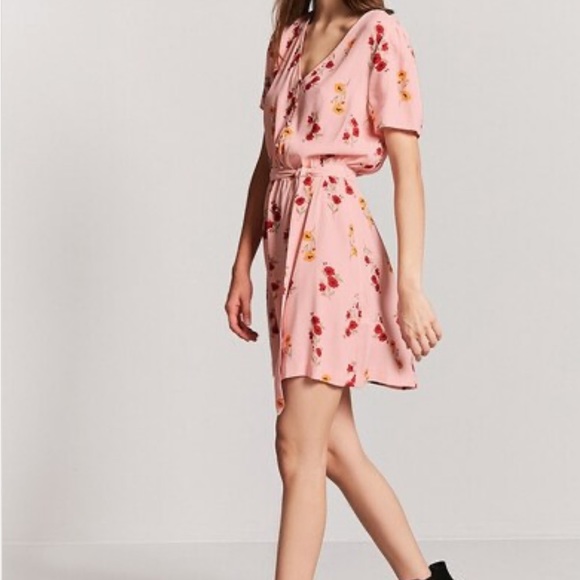 Pink Button Front Floral Dress - Picture 6 of 9
